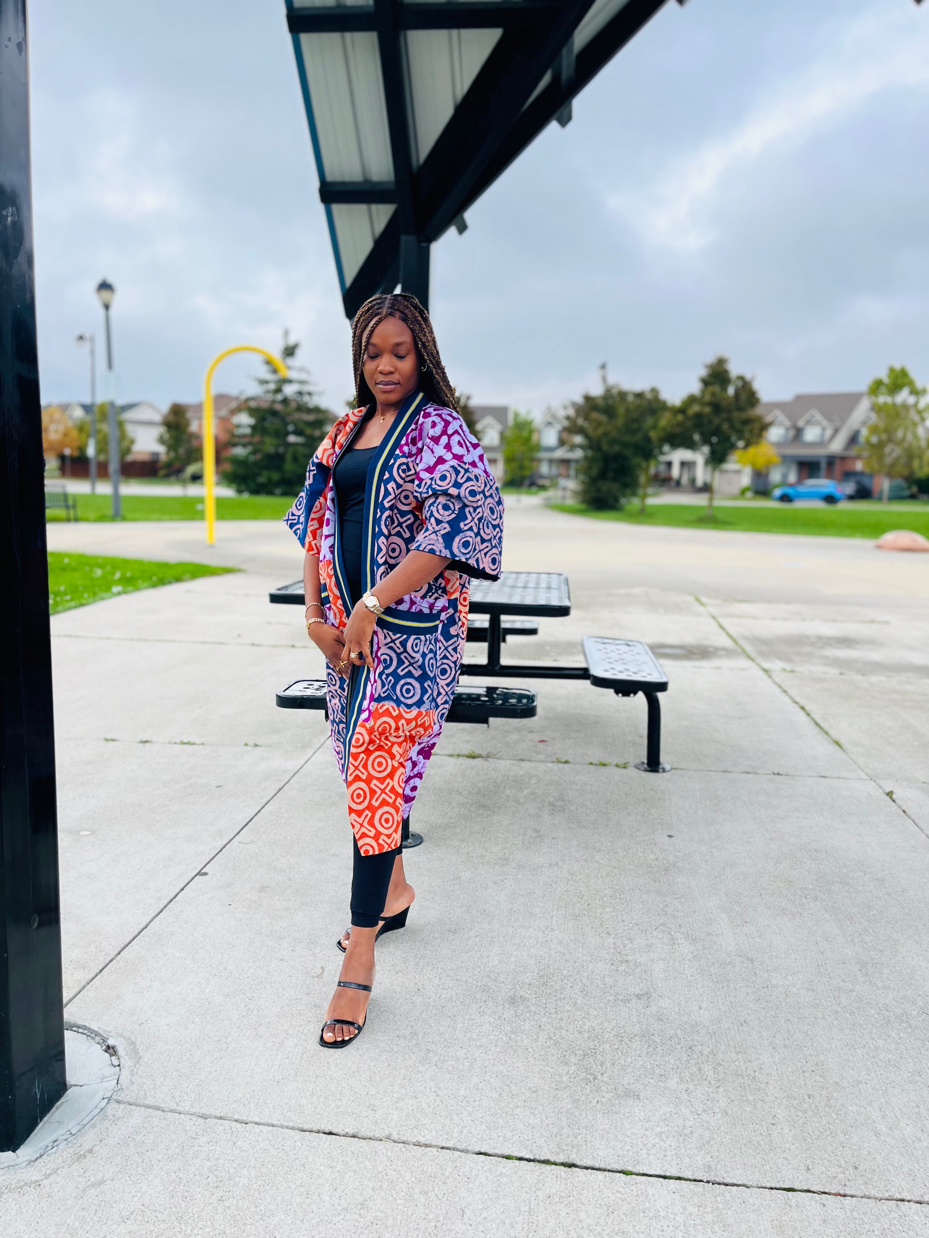 Toyosi Jacket - Adire with Aso-oke Trims