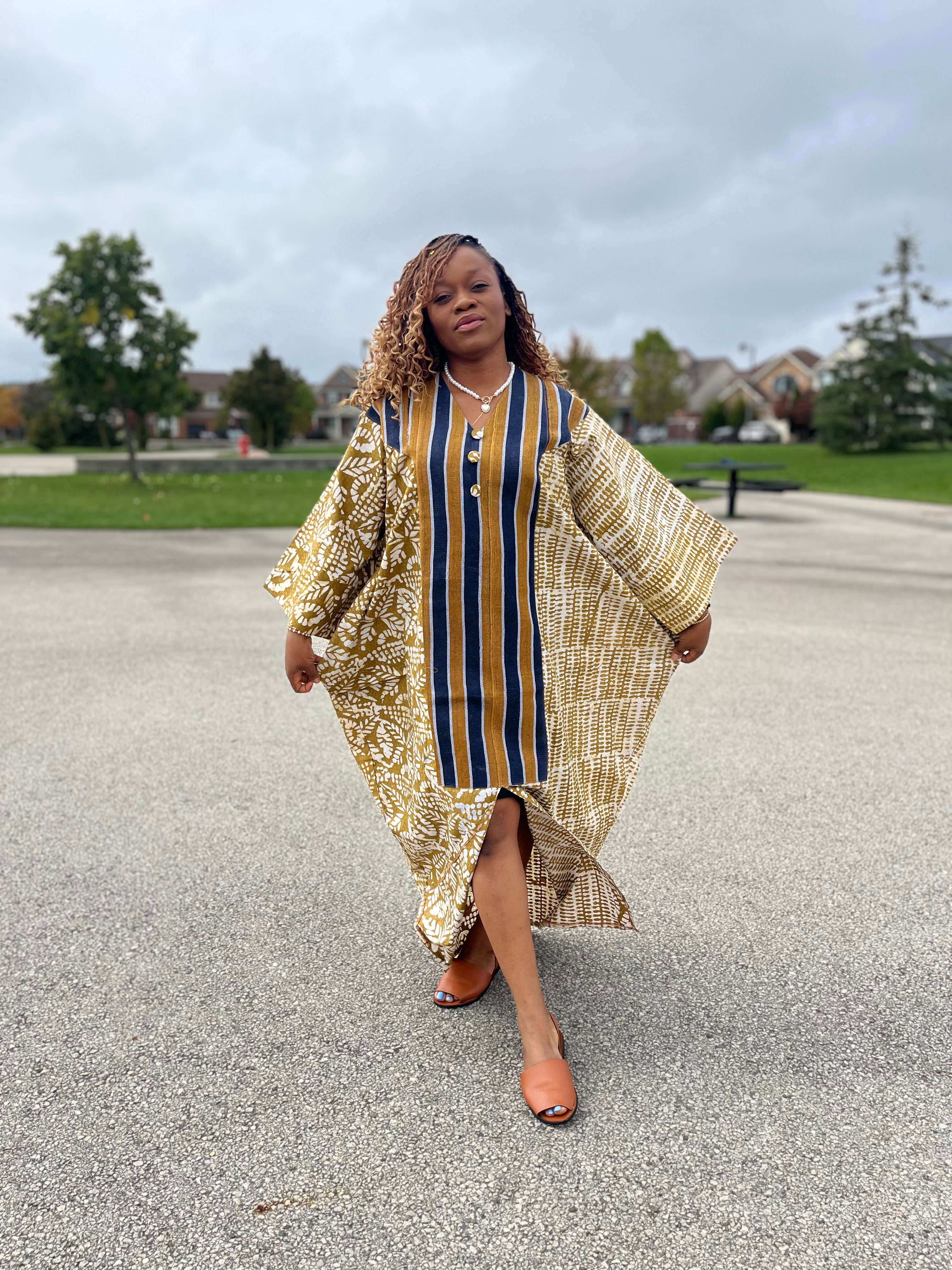 Tomisin Bubu Gown - Adire and Aso-oke