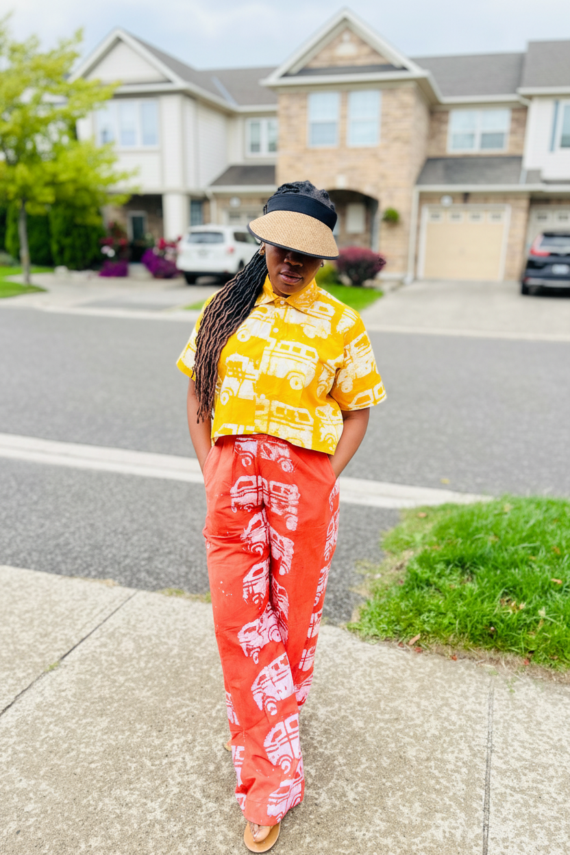 Tito Adire Pant Set in authentic hand-dyed Adire fabric by Ladeolu